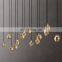 Classic light luxury raindrop linear frosted glass ball Eclatant metal brass pendant lamp for home engineering hotel