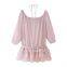New Spring 2025 Women's Cross border 3D Flower Folded Texture Ruffle Edge Dress from Europe and America