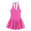 2025 New European and American Fashion Hanging Neck Collar Splicing Dress