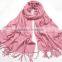 New Winter Fashion Tassel Solid Color Plain Ladies Cashmere Scarf