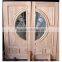 20mins-90mins External Fire Mahogany Solid Wood Door double door for villa & commercial glazed fire door