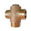 Thermostatic three-way control valve for boiler return bypass