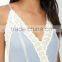 Fashion Design Slender Straps Light Blue Lace Insert Maxi Dress