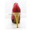 Peep toe red women wedding shoes