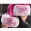 Rex Rabbit Fur Wrist Trim Genuine Sheep Leather Gloves Dimond Lattice Design