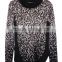 Ladies high neck loose neck knitted long sleeve pullover latest design with winter jacquard fancy design pullover made in turkey