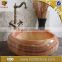 20 years factory hot sale yellow round marble washbasin