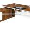 Customized luxury executive office desk walnut wood veneer manager big boss executive table with side desk