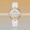 Waterproof genuine leather band luxury diamond fashion quartz lady's watch