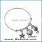 Summer Trendy Jewelry Expandable Wire Bangle Bracelet, Blue Crystal Snap Button Jewelry Bracelet