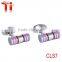 Custom stainless steel design enamel stripe barrel women cufflinks for shirts