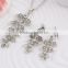 2016 new fashion korea crystal earring and chain necklace set 3pcs women's silver cheap jewellery
