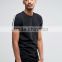 2016 High Quality Custom Short Sleeve Crew Neck Black Mens Cotton Elastane Contrast Taping On Back Slim Fit Casual Plain T-Shirt