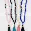 Classic Design Colorful Tassel Wood Mala Necklace Prayer Beads Handmade Knotted Yoga Tassel Necklace