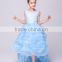 2016 Party supply Purple flowers dovetail length skirt lace girls party dress
