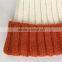 Myfur Ribbed Knitted Hat Adult Size Beanie With Fox Body Fur Pom Poms