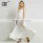 Flowing hippie lady clothes latest white backless beach dress