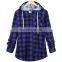 2016 Popular Plaid Hoodie Button Down Ladies Fall Plaid Tops