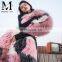 Hot Pink Raccoon Fur Collar Parka 2016 Luxury Factory Direct Sale Girls Fur Jacket