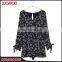 New Customized V-neck Short Floral Print Adult Jumpsuits Long Sleeve Ladies Black Jumpsuit