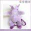 Custom stuffed unicorn backpack toy plush unicorn school bag