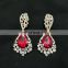 Best Dark-Red Color Droplet Stone Collection Cubic Zerconia Gold Plated Party Wear Earrings Set