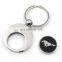 Made in China cheap promotional round silver custom metal trolley coin keyring