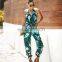 New Ladies V neck Fashion Design Stylish Women Sleeveless african printing jumpsuit