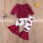 Thanksgiving Day Christmas Baby Girl Clothing Set Autumn Kids 2PCS Outfit Toddler Tops + bell-bottomed trousers Set 1-5T