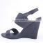 Fancy woman cheap wedge shoes summer buckle ankle sandals 2016