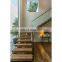 Contemporary Straight Staircases with Wood Tread Invisible Stringer