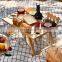 Portable Wine Picnic Table Foldable Bamboo Snack Table with Wine Bottle holder for Concerts at Park Beach