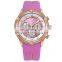 High Quality promotional auto date rose gold custom logo women sports diamond cheap chronograph watch