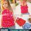Wholesale Baby Children Clothing Fashion Style Baby Girl Red Chiffon Top With Denim elastic shorts