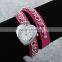 ESS New Arrival Hot Sale Women Leather Vintage Watches Love Heart Shape Pendant Bracelet Watch LD050