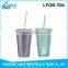 AS Material Double Wall 450ML BPA free disposable plastic coffee cup