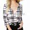 Long sleeve wrap front sexy women blouse 2016