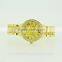 lady luxury crystal design wrist gold metal watch