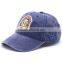 Washed denim unstructured baseball hat , dad hat with custom design