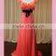 Ribbon at waist two tone peach color bridesmaid dress