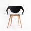 Promotional Restaurant Plastic Dining Chair with Wooden Legs