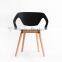 Promotional Restaurant Plastic Dining Chair with Wooden Legs