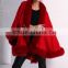 2015 latest dress designs Real cashmere shawl with fox fur trim
