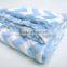 Personalized Blue Chevron With Blue Swirl Minky Baby Minky Blanket