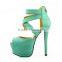 European Sexy Lady's Open Toe Platform Pumps 14cm Stiletto Women Thin Heel Party Shoes High Heels 6 Colors