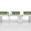 L shape melamine board workstations divider office table for 4 people