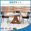TB Promotional Modern glass dining table with leather leg