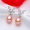 fashion jewelry white and golden 8.5--9mm circular japanese akoya pearl earrings uk
