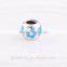 Blue Flower Enamel Beads Round Genuine Silver Charm 925 Sterling Silver Fine Jewelry Wholesale Beads Fit Snake Chain Bracelets