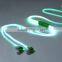 Metal Head Cheap Colorful Earphones Headset, LED headphone Flash Night Light Earphone With Clip Mic For Smartphone